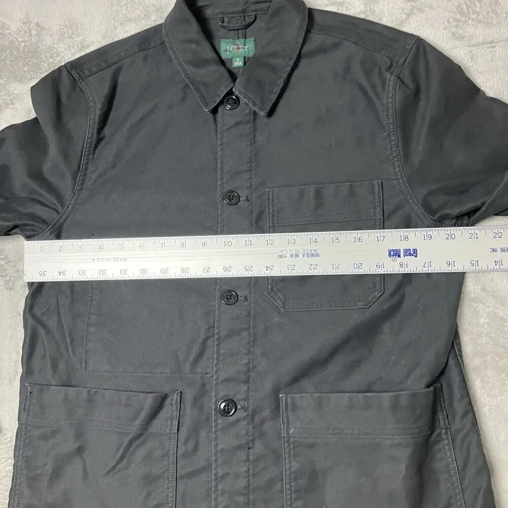 JCrew Moleskin Chore Jacket Mens S Black Button Front Workwear Utility Barn Coat
